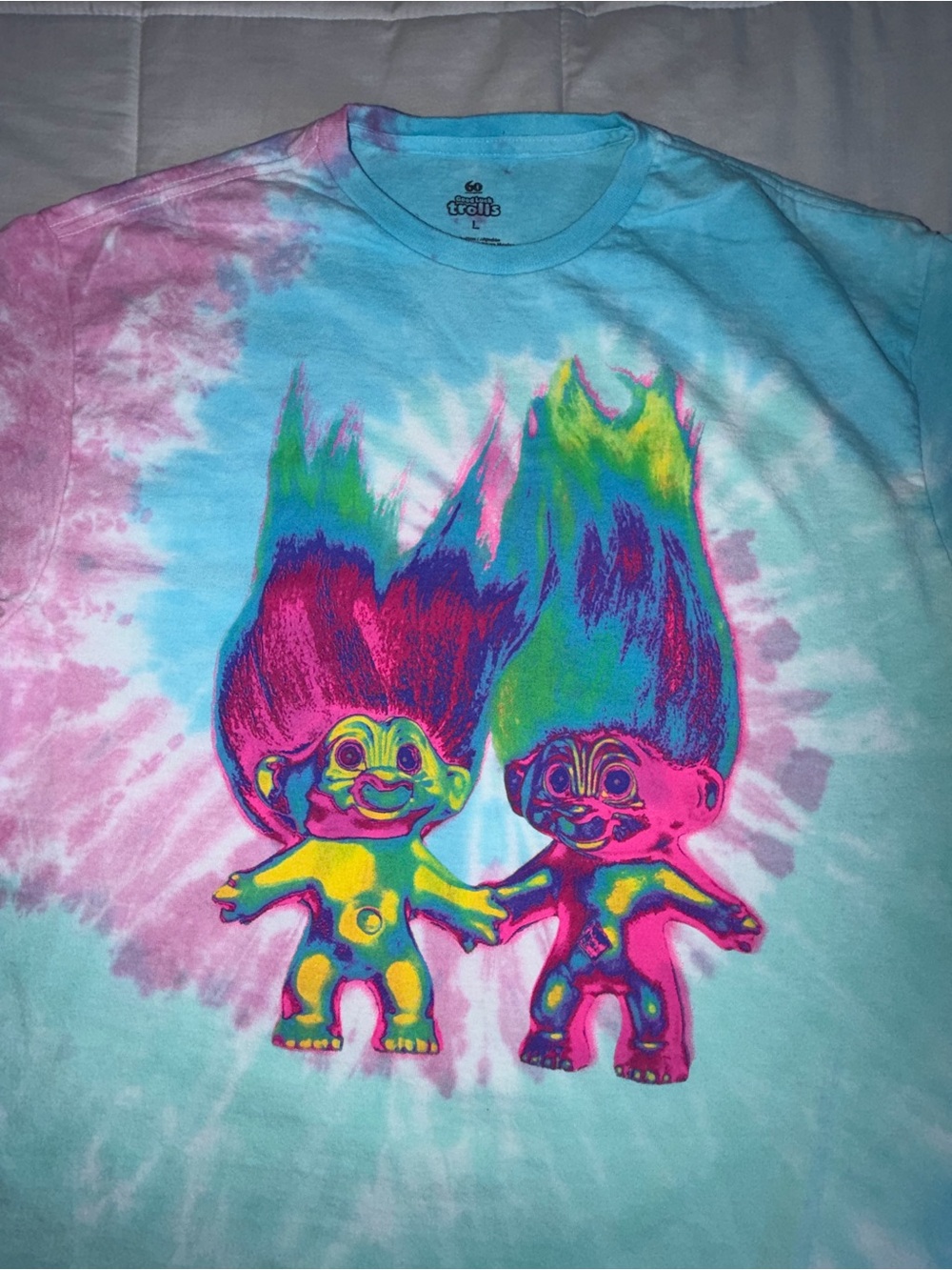 Treasure Trolls Tie-Dye Graphic Multicolor Tee - Large